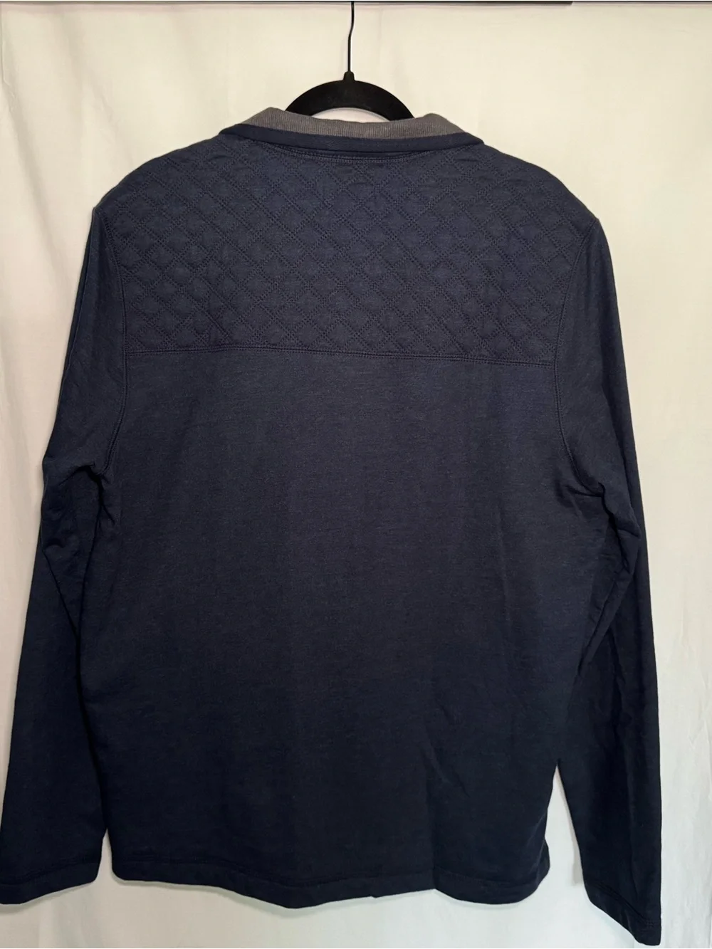 NWT G.H. Bass & Co. Quilted Quarter-Zip Fleece Pullover Navy Size M